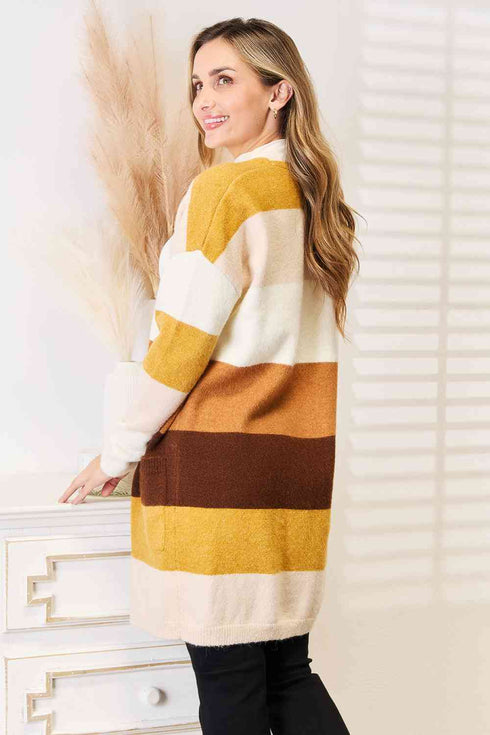 Woven Right Color Block Dropped Shoulder Cardigan - LISA MARIE BOUTIQUE