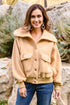 Don't Stress Oversized Collar Sherpa Jacket In Taupe - LISA MARIE BOUTIQUE