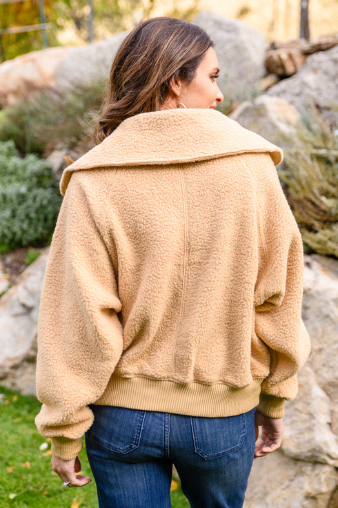 Don't Stress Oversized Collar Sherpa Jacket In Taupe - LISA MARIE BOUTIQUE