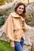 Don't Stress Oversized Collar Sherpa Jacket In Taupe - LISA MARIE BOUTIQUE