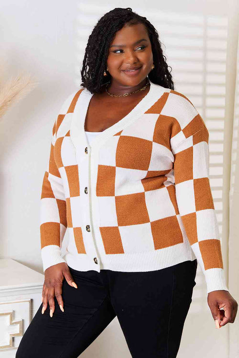 Double Take Button-Up V-Neck Dropped Shoulder Cardigan - LISA MARIE BOUTIQUE