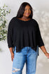 Zenana Round Neck High-Low Slit Knit Top - LISA MARIE BOUTIQUE