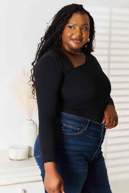 Basic Bae Asymmetrical Neck Long Sleeve Top - LISA MARIE BOUTIQUE