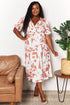 Double Take Printed Surplice Balloon Sleeve Dress - LISA MARIE BOUTIQUE
