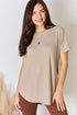Zenana Baby Waffle Short Sleeve Slit High-Low T-Shirt - LISA MARIE BOUTIQUE