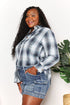 Double Take Plaid Dropped Shoulder Shirt - LISA MARIE BOUTIQUE