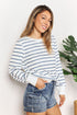 Double Take Striped Long Sleeve Round Neck Top - LISA MARIE BOUTIQUE