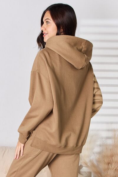 RISEN Drawstring Drop Shoulder Long Sleeve Hoodie - LISA MARIE BOUTIQUE