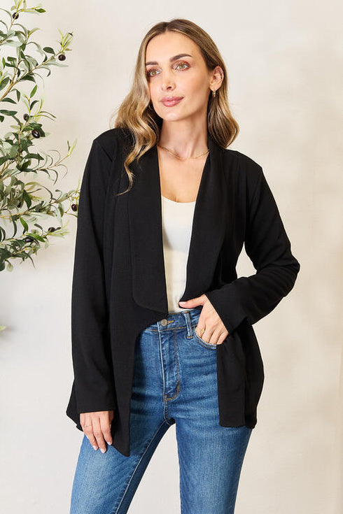 Heimish Full Size Open Front Long Sleeve Blazer - LISA MARIE BOUTIQUE