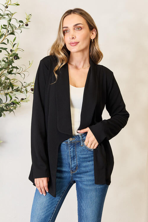 Heimish Full Size Open Front Long Sleeve Blazer - LISA MARIE BOUTIQUE