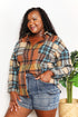 Double Take Plaid Curved Hem Shirt Jacket with Breast Pockets - LISA MARIE BOUTIQUE