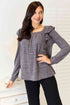 Double Take Square Neck Ruffle Shoulder Long Sleeve T-Shirt - LISA MARIE BOUTIQUE