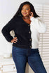 Woven Right Contrast Button-Front V-Neck Cardigan - LISA MARIE BOUTIQUE