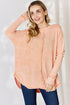 Zenana Oversized Washed Waffle Long Sleeve Top - LISA MARIE BOUTIQUE