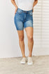 Judy Blue Full Size Tummy Control Double Button Bermuda Denim Shorts