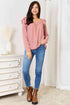 Double Take Square Neck Ruffle Shoulder Long Sleeve T-Shirt - LISA MARIE BOUTIQUE