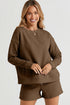 Double Take Full Size Texture Long Sleeve Top and Drawstring Shorts Set - LISA MARIE BOUTIQUE