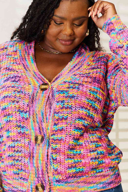 Woven Right V-Neck Long Sleeve Cardigan - LISA MARIE BOUTIQUE