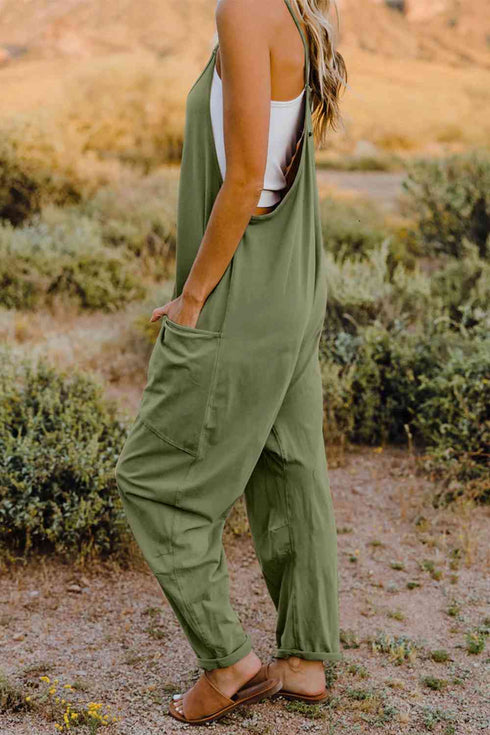 Double Take V-Neck Sleeveless Jumpsuit with Pocket - LISA MARIE BOUTIQUE