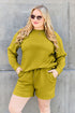 Double Take Full Size Texture Long Sleeve Top and Drawstring Shorts Set - LISA MARIE BOUTIQUE