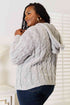 Woven Right Cable-Knit Hooded Sweater - LISA MARIE BOUTIQUE