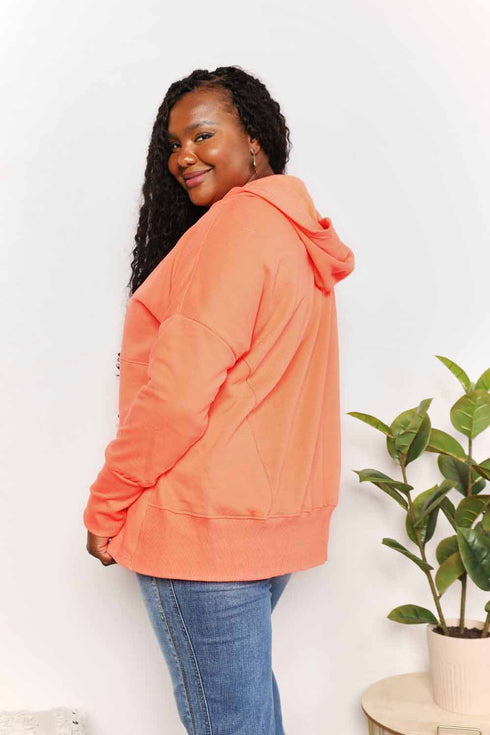 Double Take Quarter-Snap Dropped Shoulder Hoodie - LISA MARIE BOUTIQUE