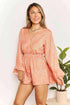 Double Take Printed Flare Sleeve Surplice Romper - LISA MARIE BOUTIQUE