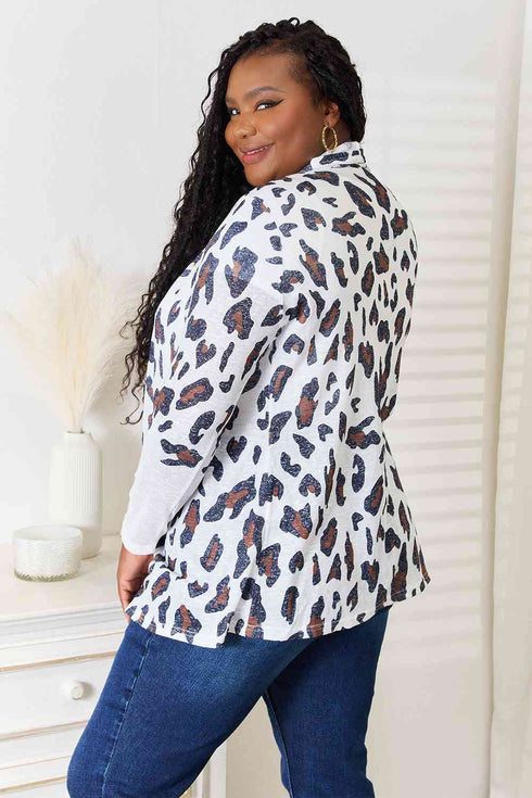Double Take Leopard Long Sleeve Cardigan - LISA MARIE BOUTIQUE