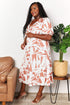 Double Take Printed Surplice Balloon Sleeve Dress - LISA MARIE BOUTIQUE