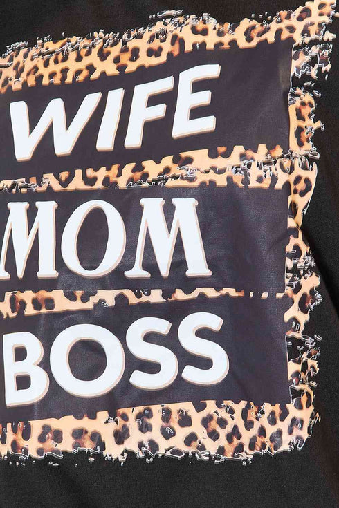 Simply Love WIFE MOM BOSS Leopard Graphic T-Shirt - LISA MARIE BOUTIQUE