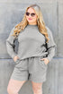 Double Take Full Size Texture Long Sleeve Top and Drawstring Shorts Set - LISA MARIE BOUTIQUE
