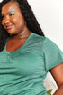 Double Take Ruched V-Neck Short Sleeve T-Shirt - LISA MARIE BOUTIQUE