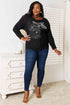 Double Take Sequin Graphic Dolman Sleeve Knit Top - LISA MARIE BOUTIQUE