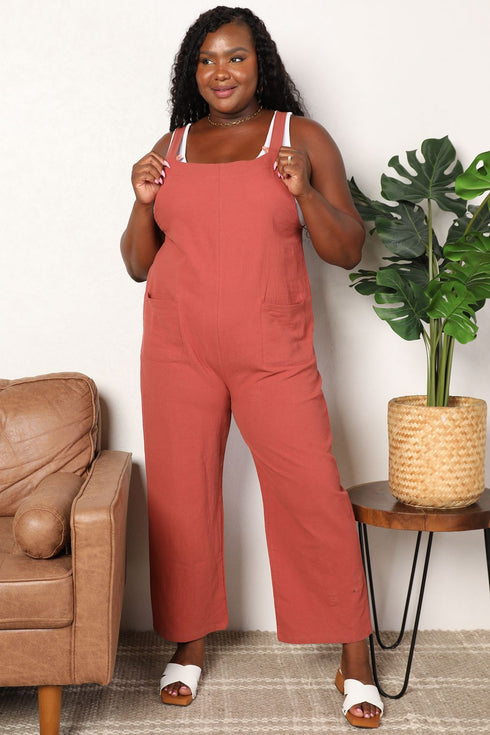 Double Take Wide Leg Overalls with Front Pockets - LISA MARIE BOUTIQUE