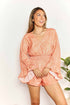 Double Take Printed Flare Sleeve Surplice Romper - LISA MARIE BOUTIQUE