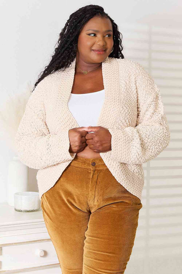 Double Take Open Front Long Sleeve Cardigan - LISA MARIE BOUTIQUE