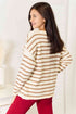 Double Take Striped Boat Neck Sweater - LISA MARIE BOUTIQUE