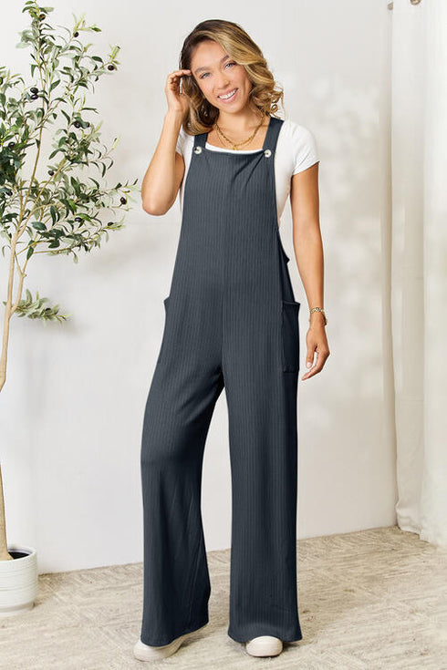 Wide Strap Overall with Pockets - LISA MARIE BOUTIQUE
