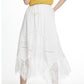 White Lace Asymmetrical Hem Maxi Skirt