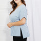Zenana Simply Comfy V-Neck Loose Fit Shirt in Blue