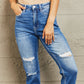 BAYEAS High Waisted Cropped Dad Jeans