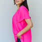 Ninexis Keep Me Close Square Neck Short Sleeve Blouse in Fuchsia