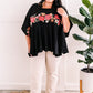 Savanna Jane Bold Embroidered Top In Black Dahlia