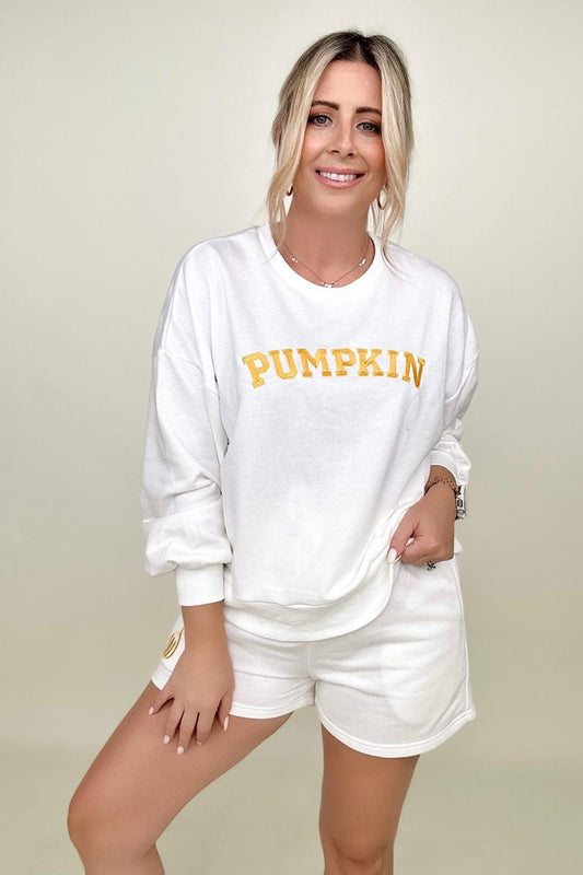 PUMPKIN Graphic Sweatshirt And Shorts Set
